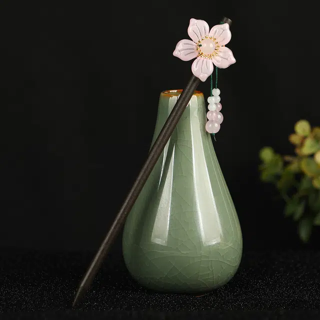 白卷 复古中式简约百合流苏 发簪 女款