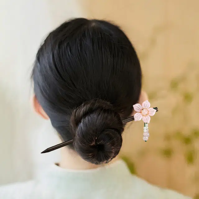 白卷 复古中式简约百合流苏 发簪 女款