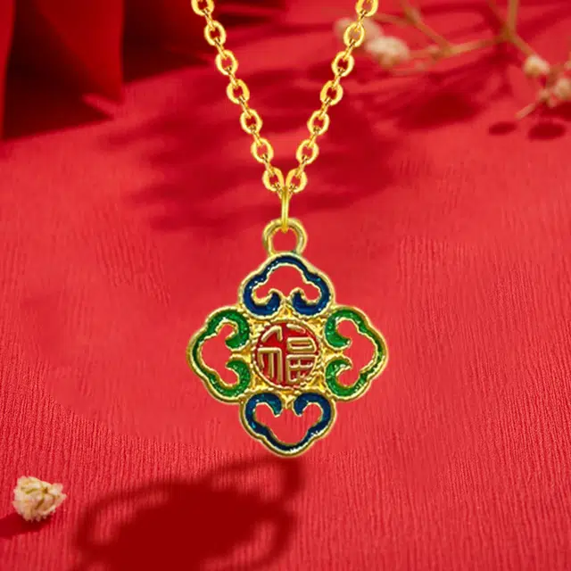 六桂福珠宝 祥云幸福草 福气满满精致轻奢小众高级感锁骨链 足金 按克计价 黄金项链 女款