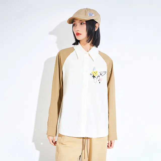 木果果木 套头拼色宽松长袖衬衫 女款