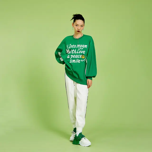 木果果木 拼接设计字母卡通简约卫衣 女款