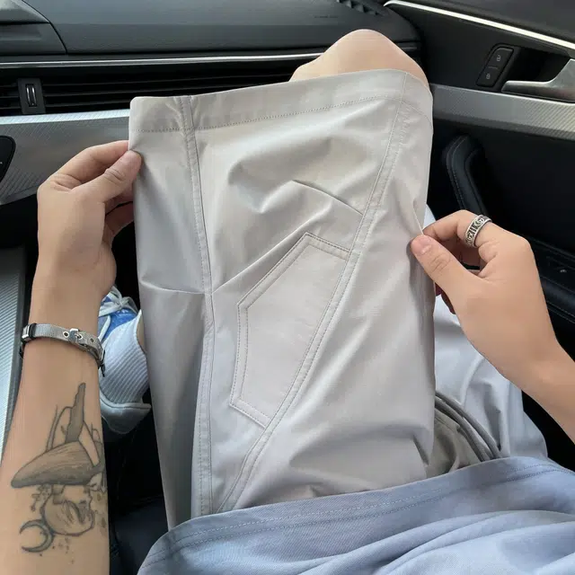 捷帕 时尚港风冰丝凉感薄款五分裤美式潮牌户外运动工装伞兵裤纯色百搭系带休闲短裤 男女同款