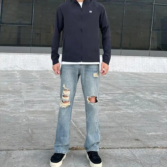 捷帕 美式高街复古水洗做旧小众潮牌中腰直筒日常休闲百搭牛仔裤 男女同款