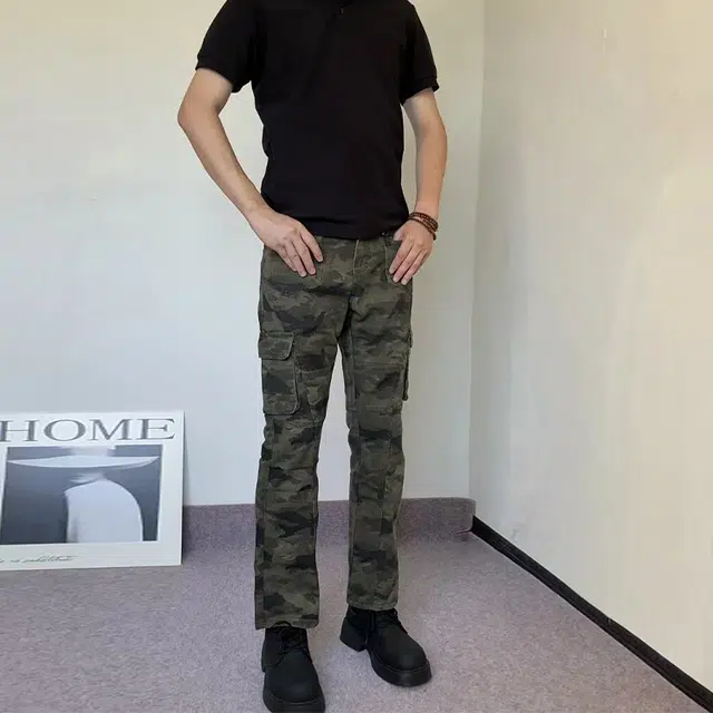 捷帕 美式复古工装多口袋迷彩水洗做旧高街潮牌牛仔裤 男女同款