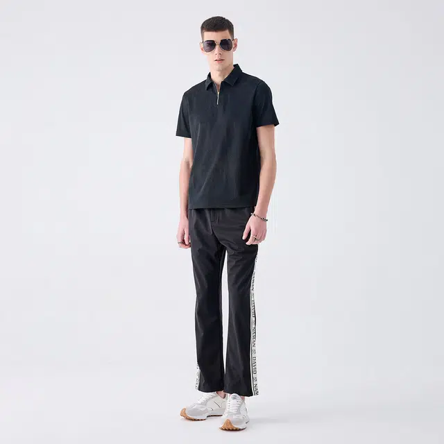 DAVID NAMAN SS24 Polo Zip Tee Black