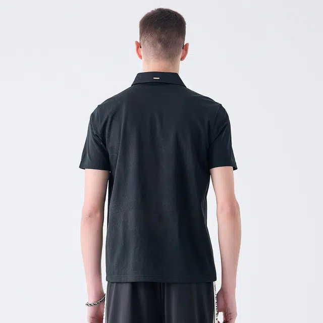 DAVID NAMAN SS24 Polo Zip Tee Black