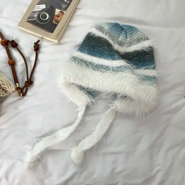 艾佳微 撞色毛绒绒针织帽子保暖加厚防风甜美可爱百搭 腈纶 绒线帽 男女同款情侣款