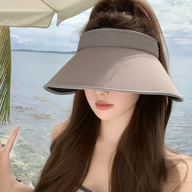 艾佳微 户外防紫外线夏季大檐空顶帽太阳帽户外遮阳帽子 登山帽 锦纶 防晒帽 男女同款情侣款