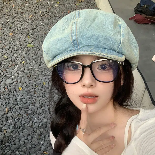 艾佳微 八角帽复古文艺画家帽夏季报童帽百搭帽子 牛仔布 贝雷帽 男女同款情侣款