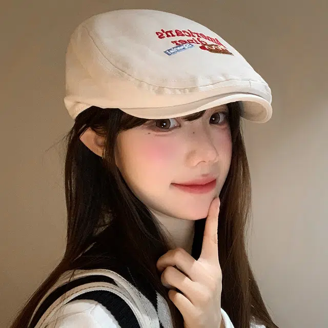 艾佳微 美式复古字母刺绣前进帽学生百搭显脸小鸭舌帽小众文艺 棉 贝雷帽 男女同款情侣款