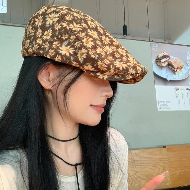 艾佳微 日系波点画家帽显脸小反戴辣妹前进帽 棉 贝雷帽 男女同款情侣款