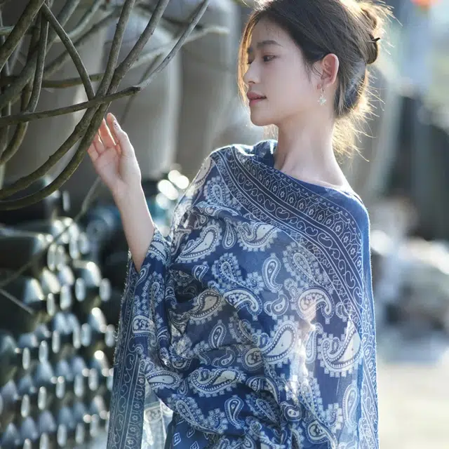 艾佳微 防晒旅游拍照棉麻 聚酯纤维 披肩 女款