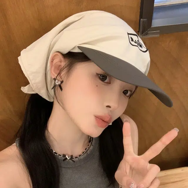 艾佳微 户外露营个性拼接头巾韩系刺绣速干绑带遮阳帽防晒帽子 聚酯纤维 鸭舌帽 男女同款情侣款