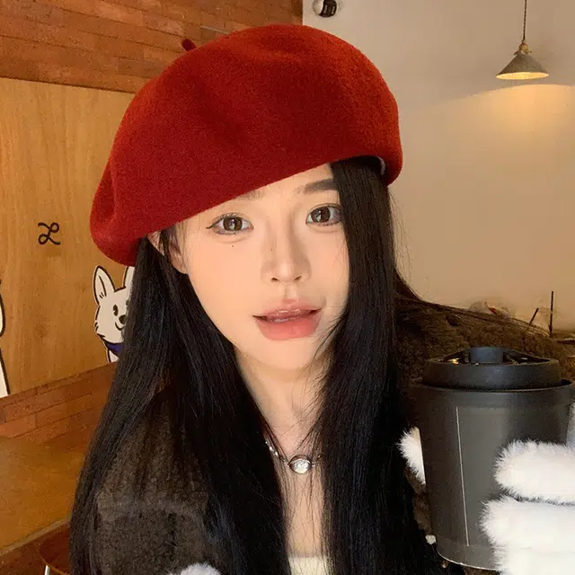 艾佳微 文艺复古百搭韩版画家帽子英伦纯色毛毡帽 羊毛 贝雷帽 男女同款情侣款