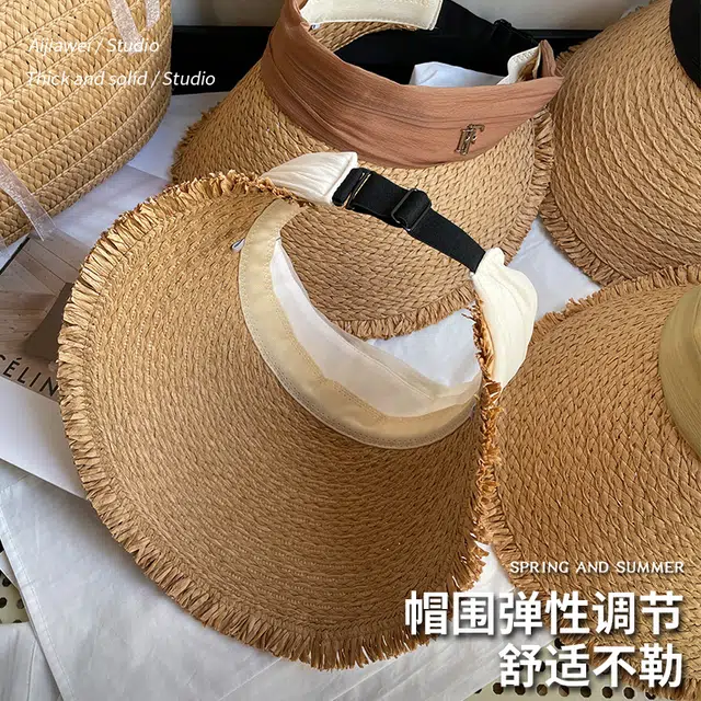 艾佳微 空顶帽檐沙滩户外可折叠百搭显脸小遮阳帽 草帽 帽子 男女同款情侣款