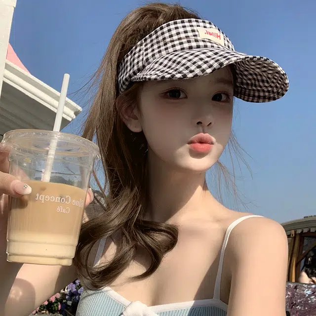 艾佳微 小清新蝴蝶结空顶帽夏季防紫外线遮阳帽显脸小简洁方便 棉 防晒帽 男女同款情侣款