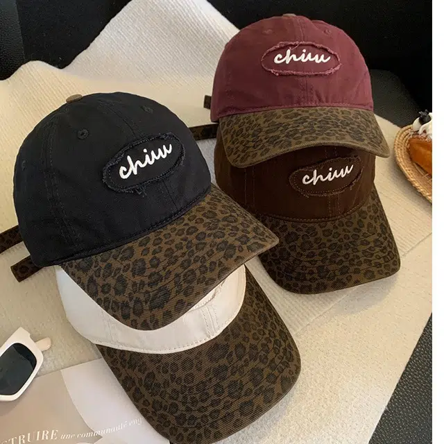 艾佳微 美式百搭复古豹纹拼色棒球帽夏季薄款宽檐软顶时尚百搭帽子潮 棉 鸭舌帽 男女同款情侣款