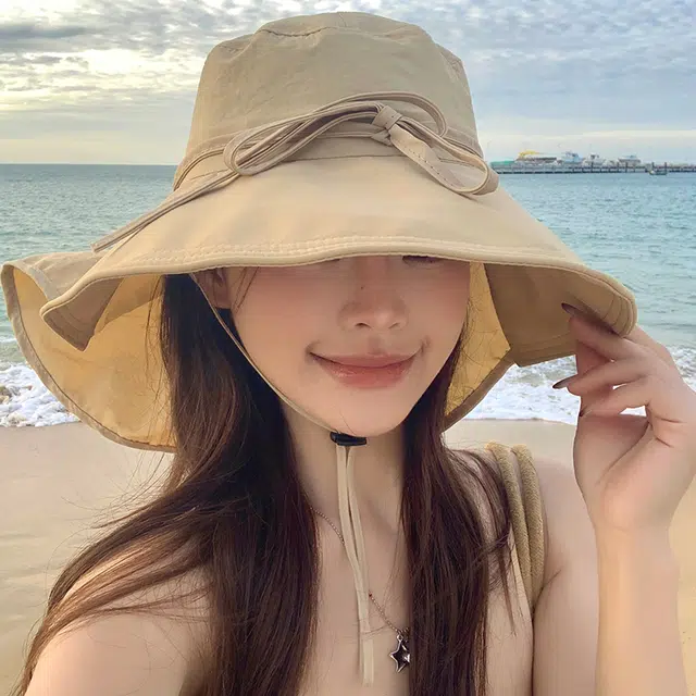 艾佳微 遮脸大披肩太阳防风骑车遮阳百搭海边度假游玩 聚酯纤维 渔夫帽 男女同款情侣款