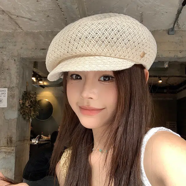 艾佳微 日系拍照游玩镂空八角帽小众纱线钩织画家帽夏季轻薄透气舒适报童帽 聚酯纤维 贝雷帽 男女同款情侣款