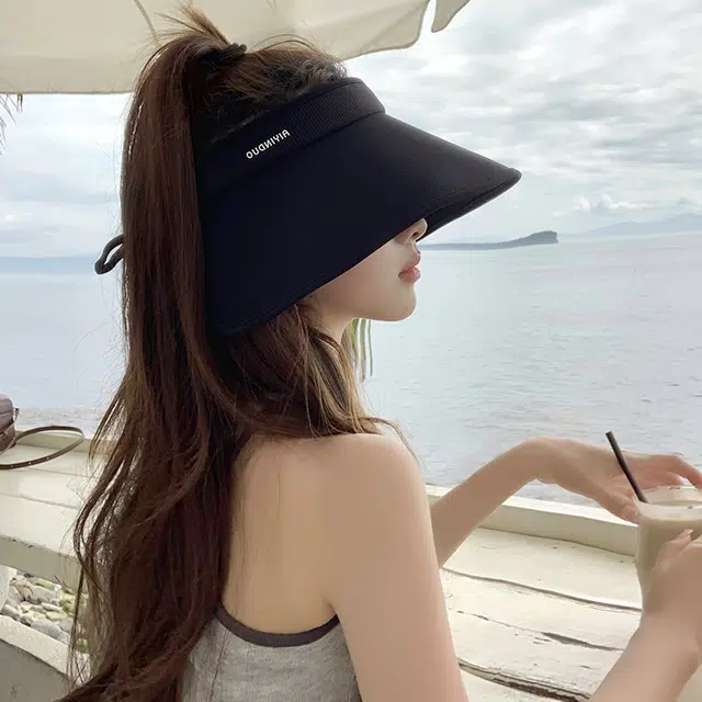 艾佳微 户外防紫外线夏季大檐空顶帽太阳帽户外遮阳帽子 登山帽 锦纶 防晒帽 男女同款情侣款