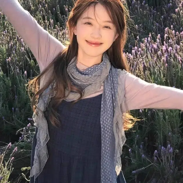 艾佳微 气质日常通勤古早灰蓝色波点蕾丝边木耳边长款 丝巾 男女同款情侣款