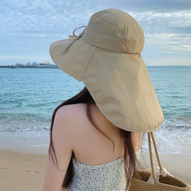 艾佳微 遮脸大披肩太阳防风骑车遮阳百搭海边度假游玩 聚酯纤维 渔夫帽 男女同款情侣款