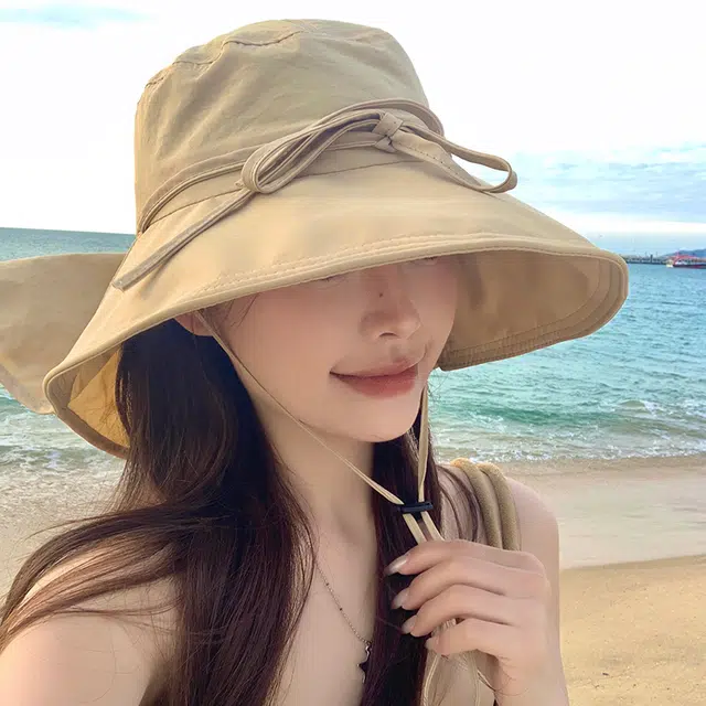 艾佳微 遮脸大披肩太阳防风骑车遮阳百搭海边度假游玩 聚酯纤维 渔夫帽 男女同款情侣款
