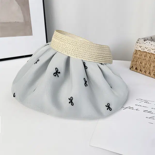 艾佳微 夏季时尚文艺草编户外游玩逛街防紫外线遮阳防晒彩胶 聚酯纤维 帽子 女款