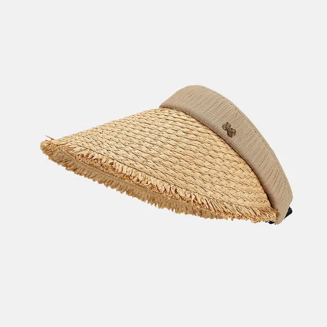 艾佳微 夏季透气游玩出片大帽檐沙滩户外可折叠百搭显脸小遮阳 拉菲草 防晒帽 男女同款情侣款