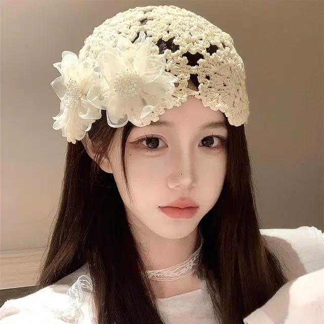 艾佳微 甜美花朵镂空川西出游搭显脸小 腈纶 帽子 女款