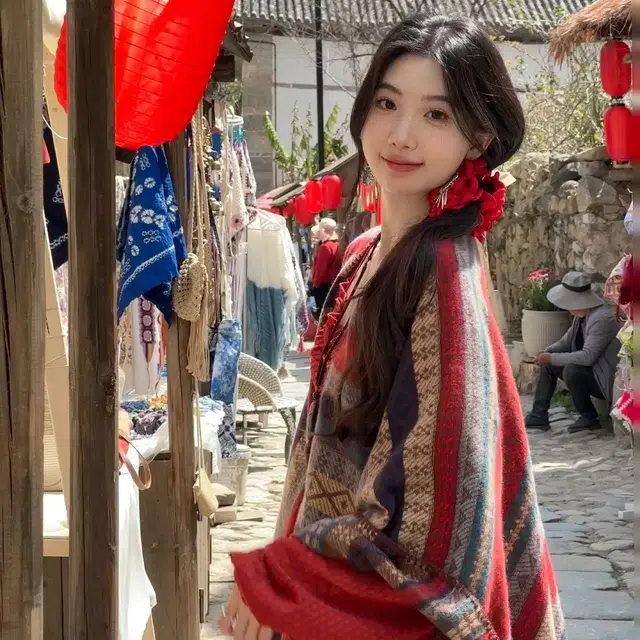 艾佳微 民族风外搭旅游 涤纶 披肩 男女同款情侣款