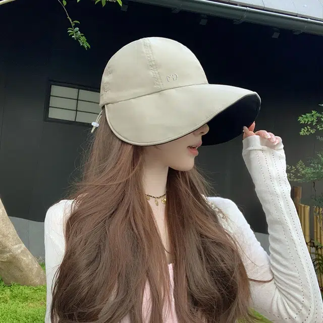 艾佳微 升级版黑胶大檐防晒帽子夏季户外百搭显脸小防紫外线遮阳 聚酯纤维 渔夫帽 男女同款情侣款