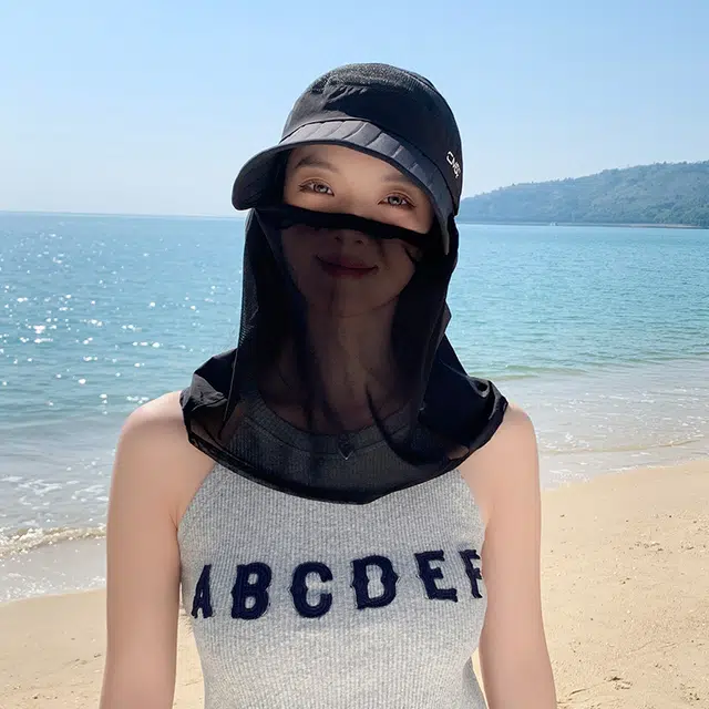 艾佳微 夏季户外运动登山通勤加长檐面罩鸭舌帽骑车空顶遮脸太阳帽 聚酯纤维 防晒帽 男女同款情侣款