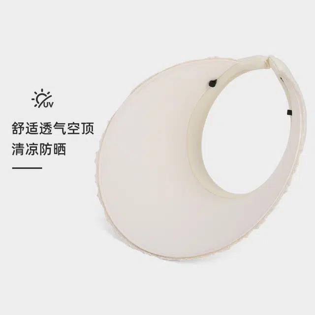 艾佳微 浪漫气息甜蜜时光夏季蕾丝大帽檐户外出游百搭遮阳帽发箍度假沙滩空顶太阳帽 聚酯纤维 防晒帽 女款