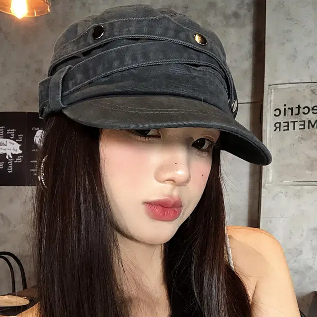 艾佳微 韩系复古平顶帽百搭休闲大脸显脸小高级感宽帽檐 棉 贝雷帽 男女同款情侣款