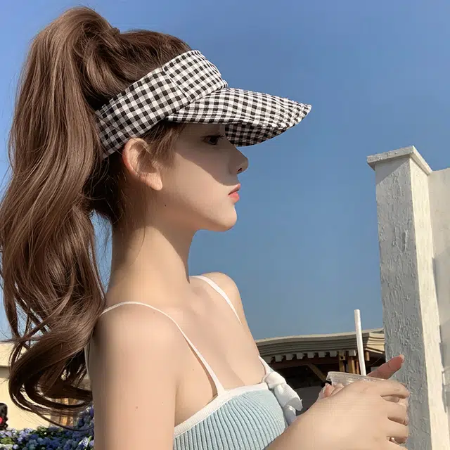 艾佳微 小清新蝴蝶结空顶帽夏季防紫外线遮阳帽显脸小简洁方便 棉 防晒帽 男女同款情侣款