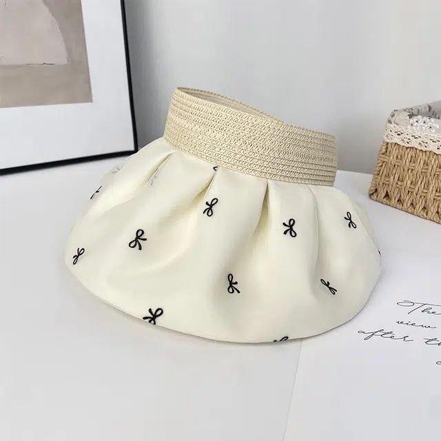 艾佳微 夏季时尚文艺草编户外游玩逛街防紫外线遮阳防晒彩胶 聚酯纤维 帽子 女款