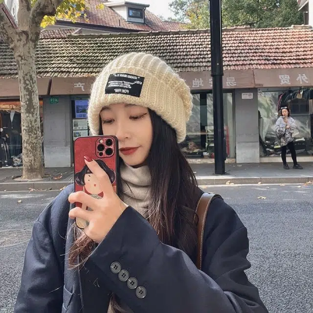 艾佳微 日系针织高级感时尚大头围显脸小保暖 棉涤 绒线帽 男女同款情侣款