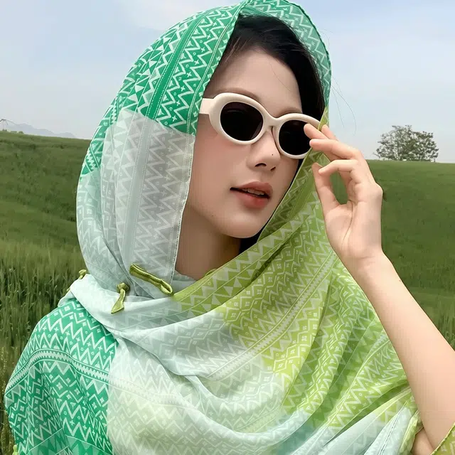 艾佳微 旅游民族风 手工复古盘扣 出片百搭沙滩巾 披肩 男女同款情侣款
