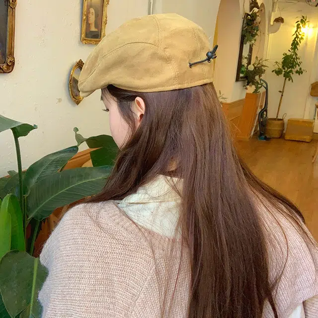 艾佳微 英伦复古前进帽户外休闲百搭子潮文艺画家纯色 棉 贝雷帽 男女同款情侣款