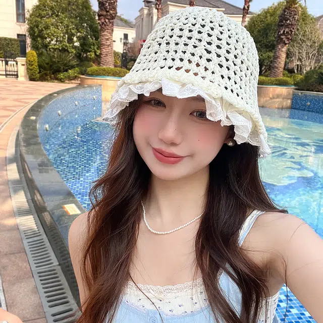 艾佳微 甜美遮阳透气百搭 草编 渔夫帽 男女同款情侣款