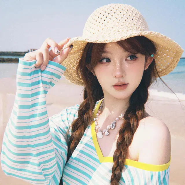 艾佳微 夏季出游度假草帽盆帽水桶帽遮阳防晒帽百搭气质显脸小 聚酯纤维 渔夫帽 男女同款情侣款