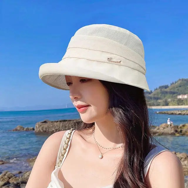 艾佳微 春夏防紫外线遮阳时尚文艺宽檐盆帽 棉麻 渔夫帽 女款