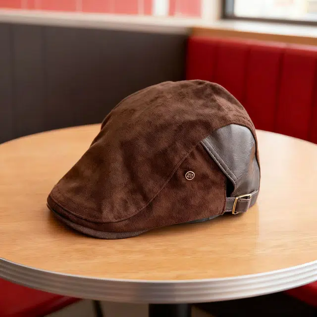 艾佳微 英伦风复古前进帽日系报童帽显脸小古着风 鹿皮绒 贝雷帽 男女同款情侣款