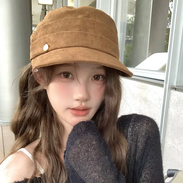 艾佳微 大头围日常百搭显脸小气质英伦 涤纶 帽子 男女同款情侣款