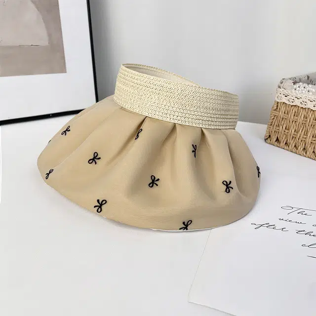 艾佳微 夏季时尚文艺草编户外游玩逛街防紫外线遮阳防晒彩胶 聚酯纤维 帽子 女款