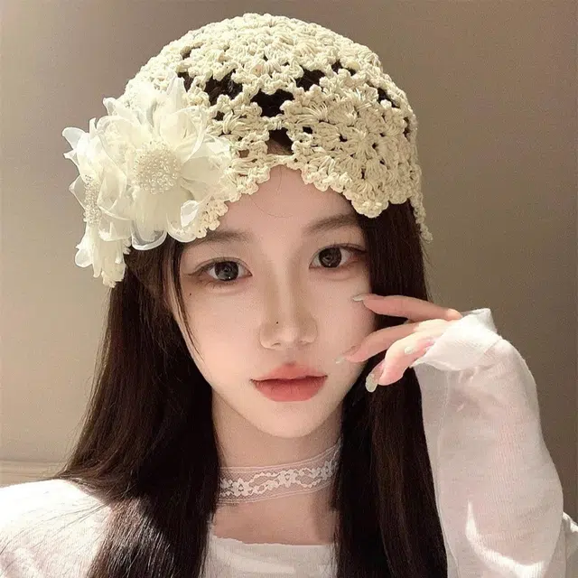 艾佳微 甜美花朵镂空川西出游搭显脸小 腈纶 帽子 女款