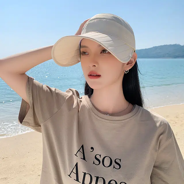 艾佳微 夏季户外运动登山通勤加长檐面罩鸭舌帽骑车空顶遮脸太阳帽 聚酯纤维 防晒帽 男女同款情侣款