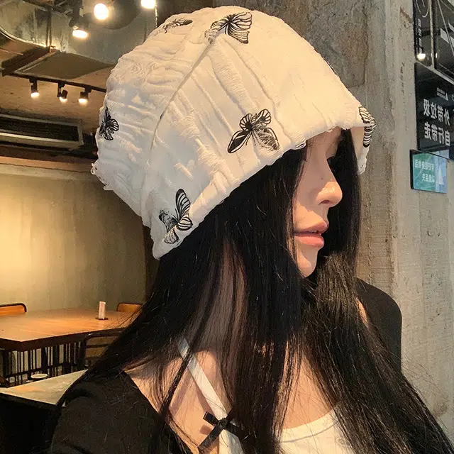 艾佳微 百搭休闲日系蝴蝶大头围氛围感韩版#好运 棉涤 帽子 男女同款情侣款