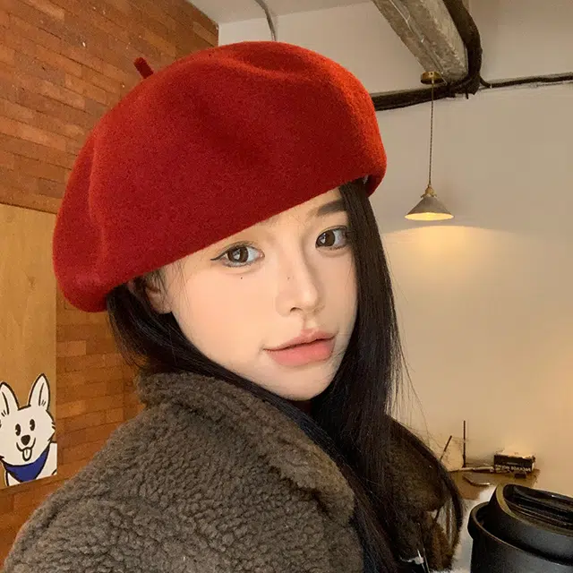 艾佳微 文艺复古百搭韩版画家帽子英伦纯色毛毡帽 羊毛 贝雷帽 男女同款情侣款
